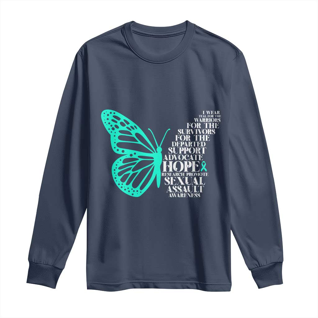 I Wear Teal For Sexual Assault Awareness Long Sleeve Shirt