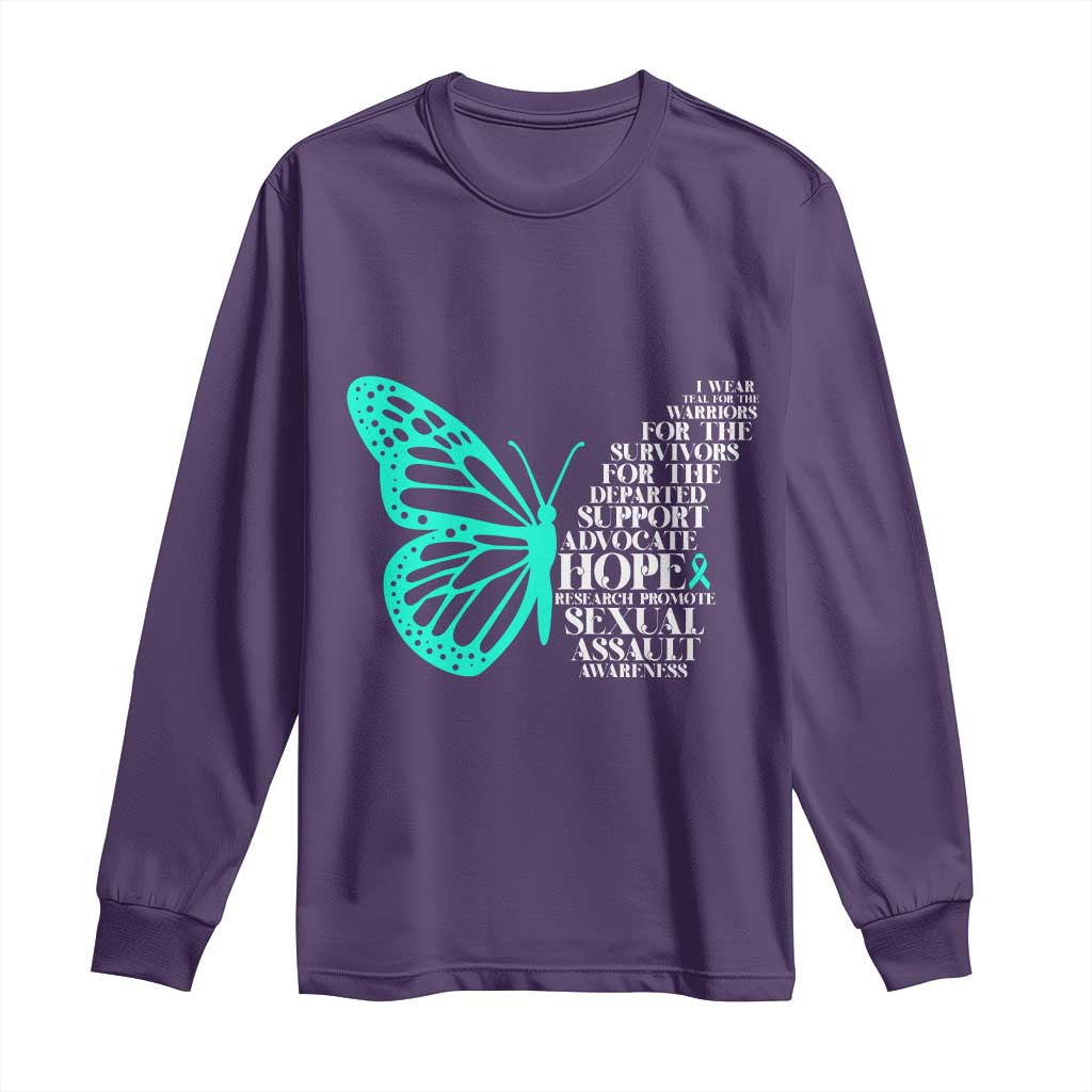 I Wear Teal For Sexual Assault Awareness Long Sleeve Shirt