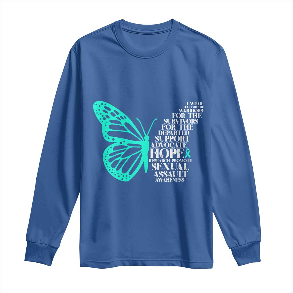 I Wear Teal For Sexual Assault Awareness Long Sleeve Shirt