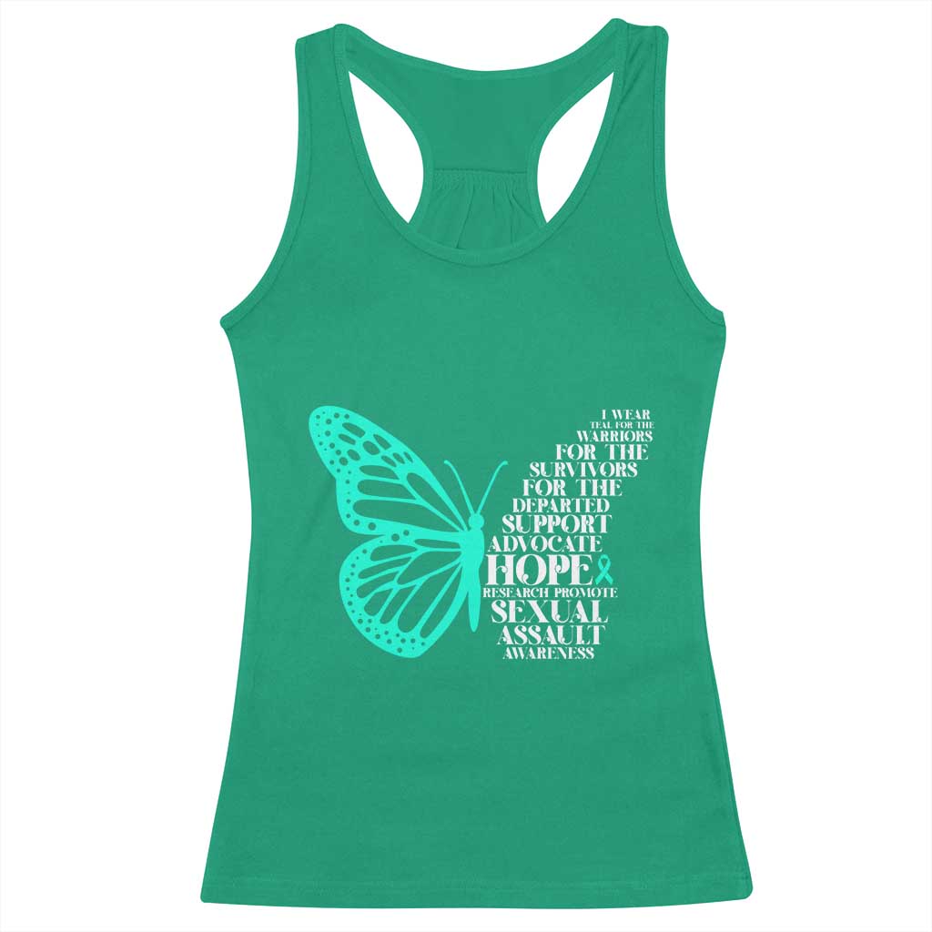 I Wear Teal For Sexual Assault Awareness Racerback Tank Top