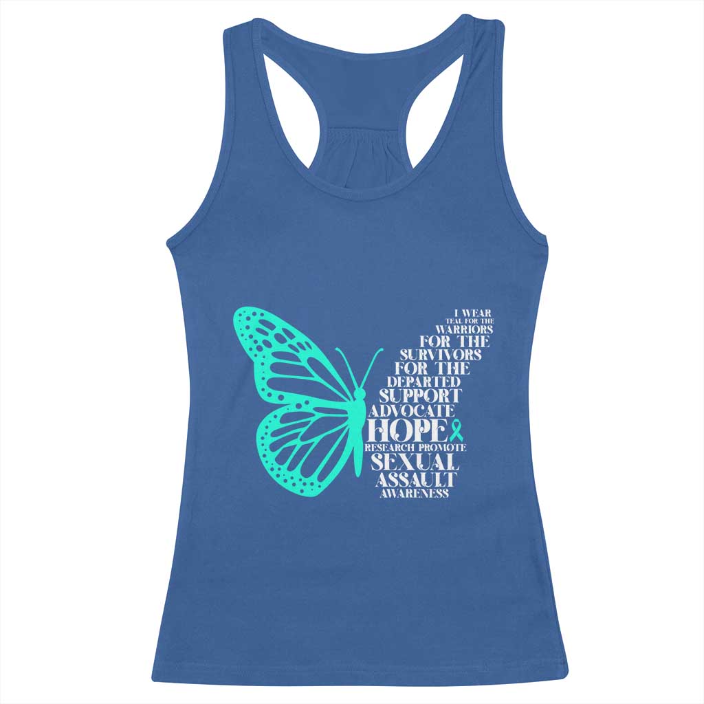 I Wear Teal For Sexual Assault Awareness Racerback Tank Top