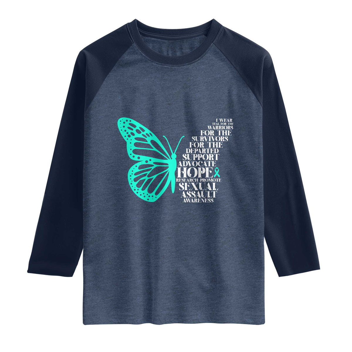 I Wear Teal For Sexual Assault Awareness Raglan Shirt