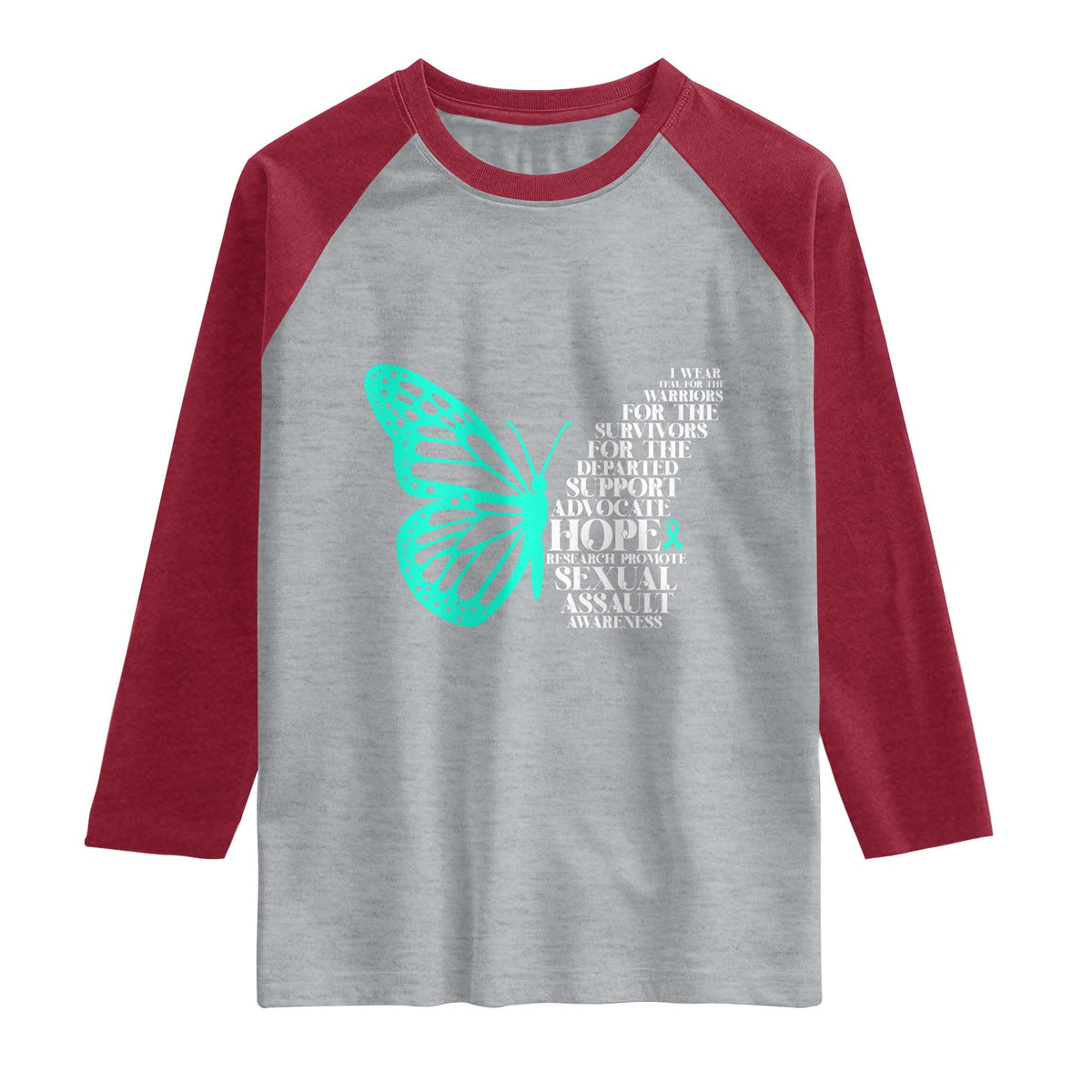 I Wear Teal For Sexual Assault Awareness Raglan Shirt