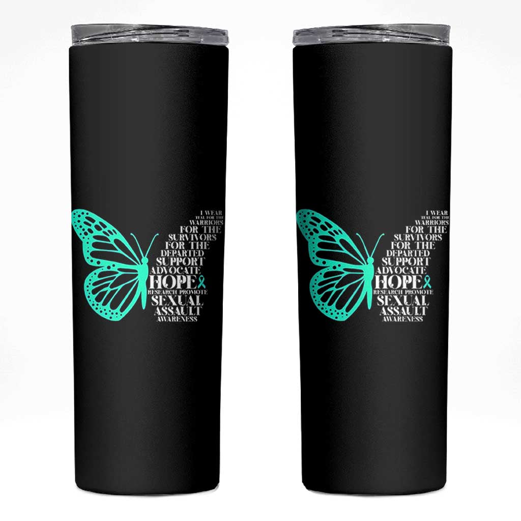 I Wear Teal For Sexual Assault Awareness Skinny Tumbler