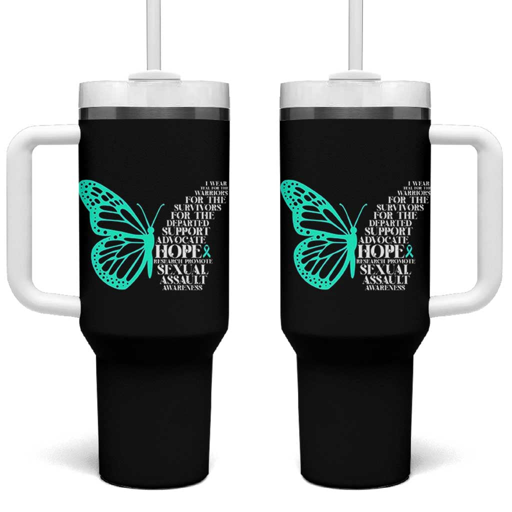 I Wear Teal For Sexual Assault Awareness Tumbler With Handle