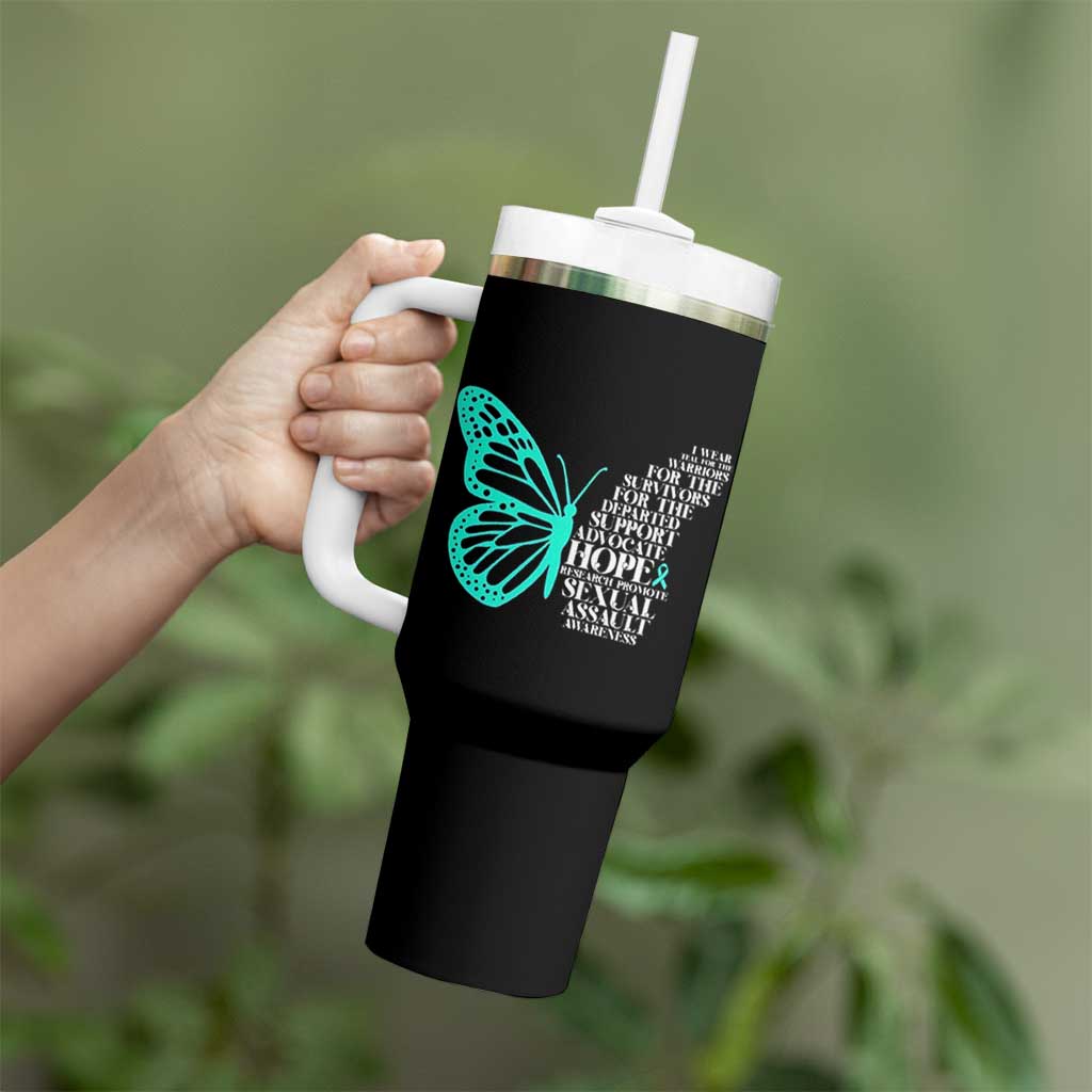 I Wear Teal For Sexual Assault Awareness Tumbler With Handle