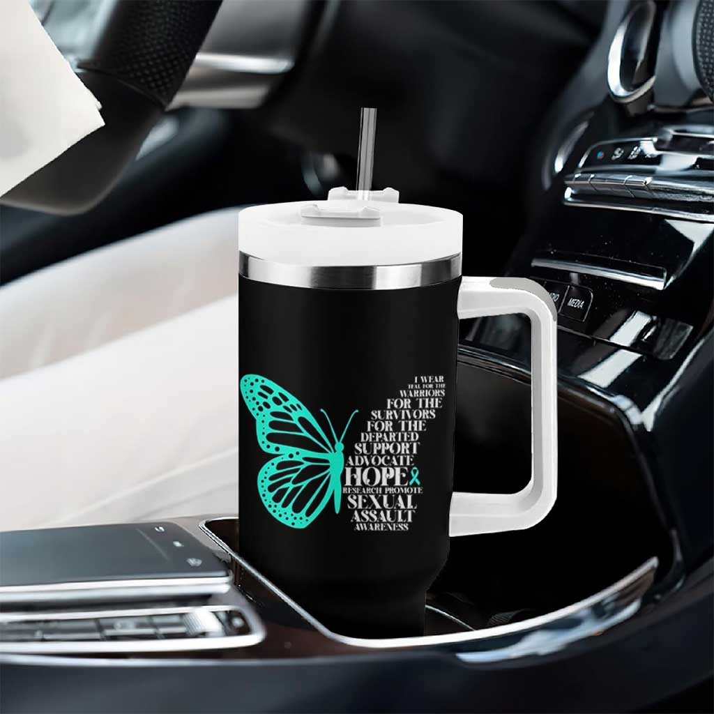 I Wear Teal For Sexual Assault Awareness Tumbler With Handle