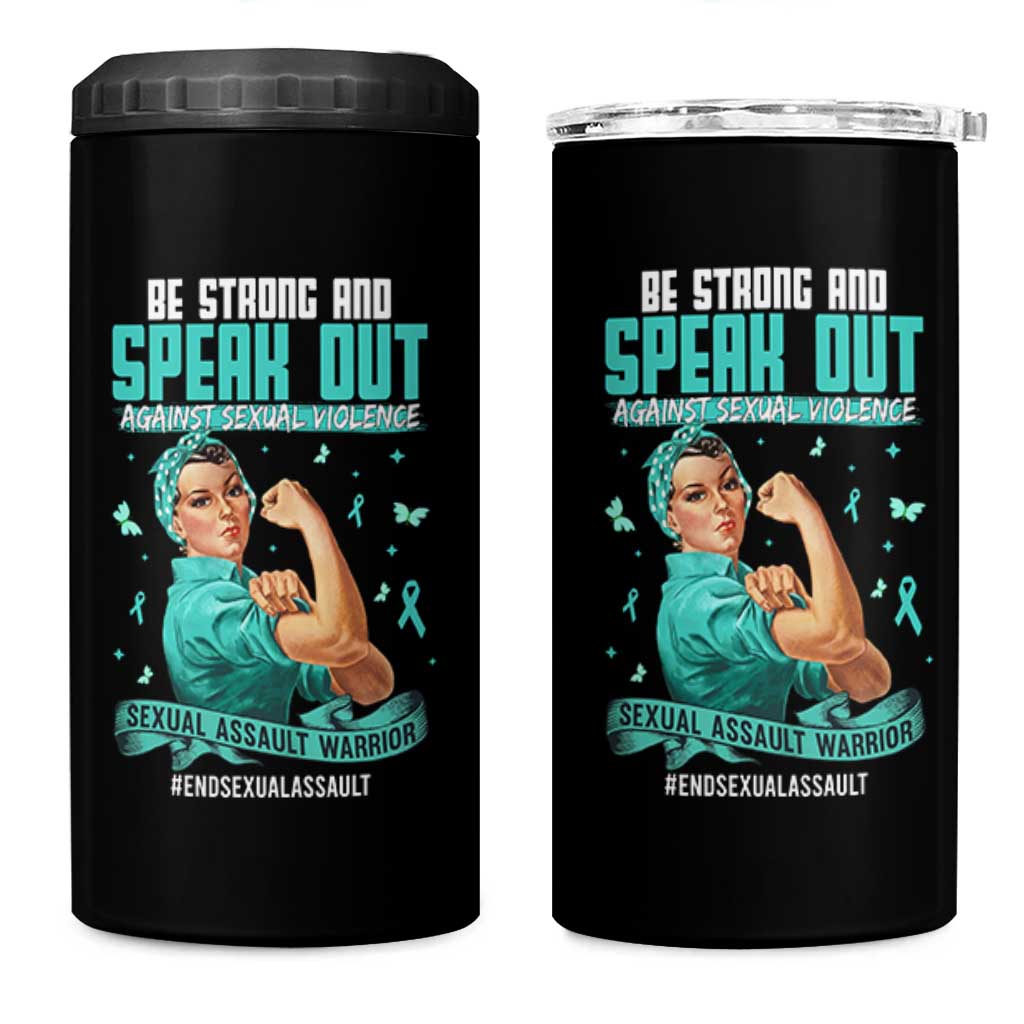 Sexual Assault Awareness 4 in 1 Can Cooler Tumbler Be Strong And Speak Out Against Sexual Violence