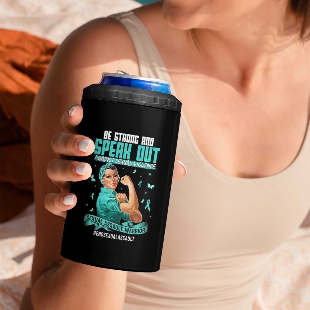 Sexual Assault Awareness 4 in 1 Can Cooler Tumbler Be Strong And Speak Out Against Sexual Violence