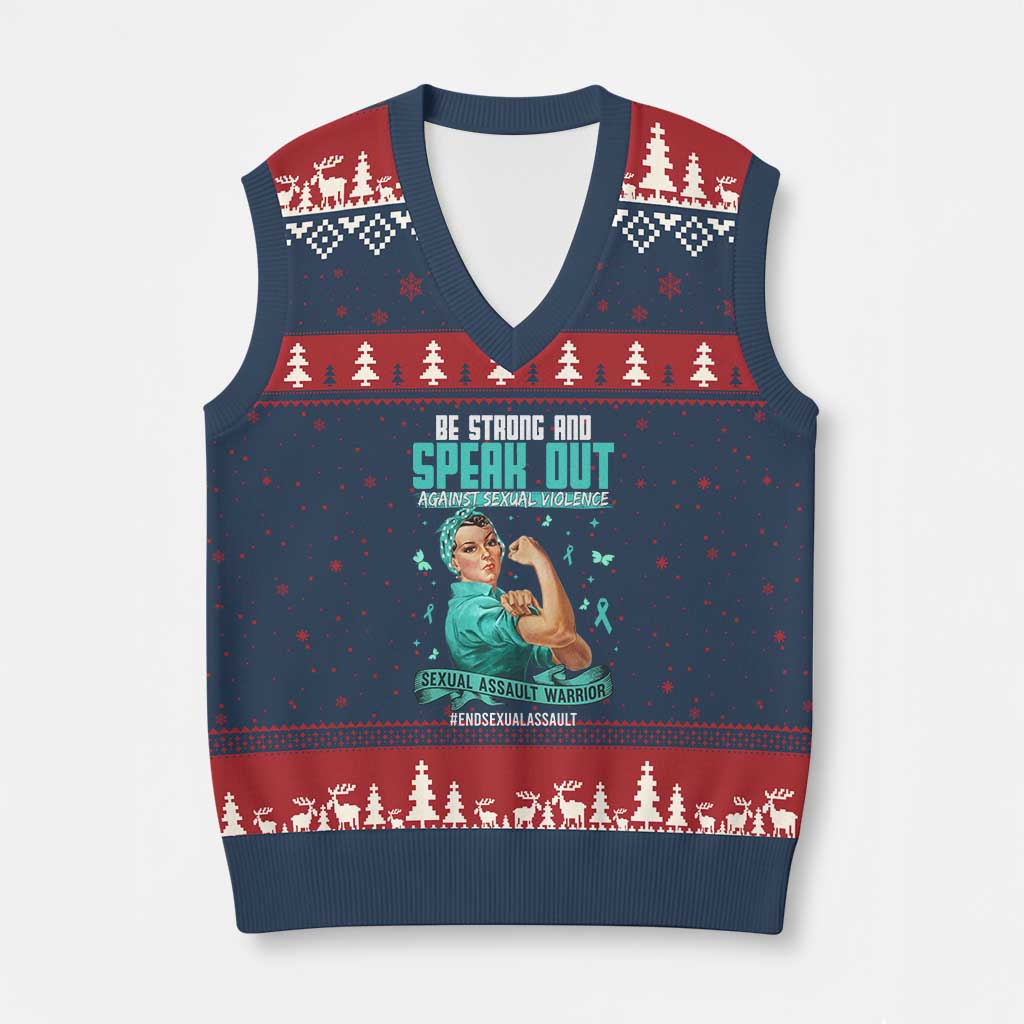 Sexual Assault Awareness V-Neck Knit Sweater Vest Be Strong And Speak Out Against Sexual Violence