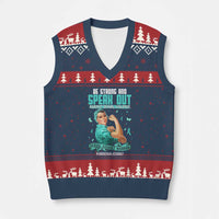 Sexual Assault Awareness V-Neck Knit Sweater Vest Be Strong And Speak Out Against Sexual Violence