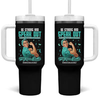 Sexual Assault Awareness Tumbler With Handle Be Strong And Speak Out Against Sexual Violence