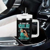 Sexual Assault Awareness Tumbler With Handle Be Strong And Speak Out Against Sexual Violence