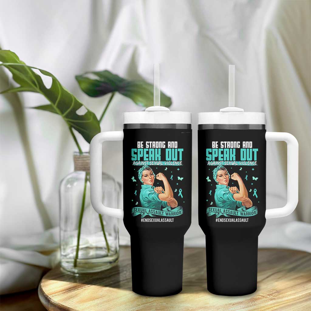 Sexual Assault Awareness Tumbler With Handle Be Strong And Speak Out Against Sexual Violence
