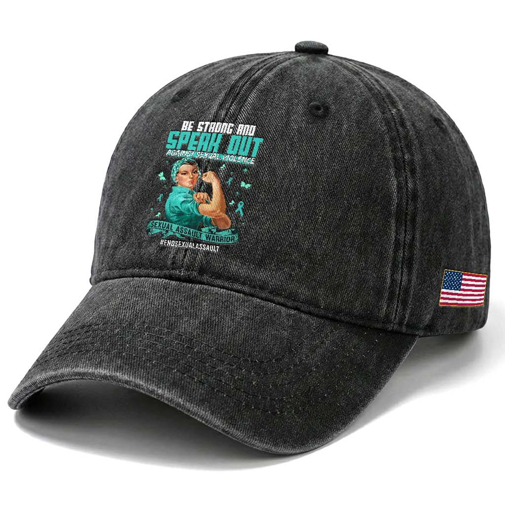Sexual Assault Awareness Washed Cotton Baseball Cap Be Strong And Speak Out Against Sexual Violence