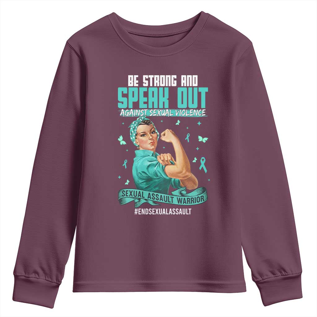 Sexual Assault Awareness Youth Sweatshirt Be Strong And Speak Out Against Sexual Violence