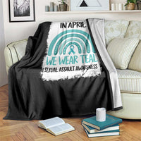 Sexual Assault Awareness Throw Blanket In April We Wear Teal Ribbon