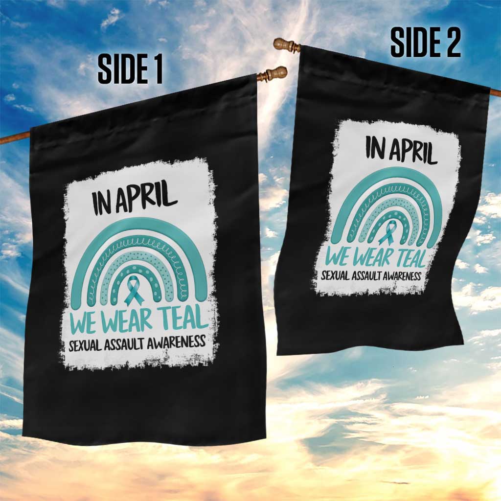 Sexual Assault Awareness Garden Flag In April We Wear Teal Ribbon