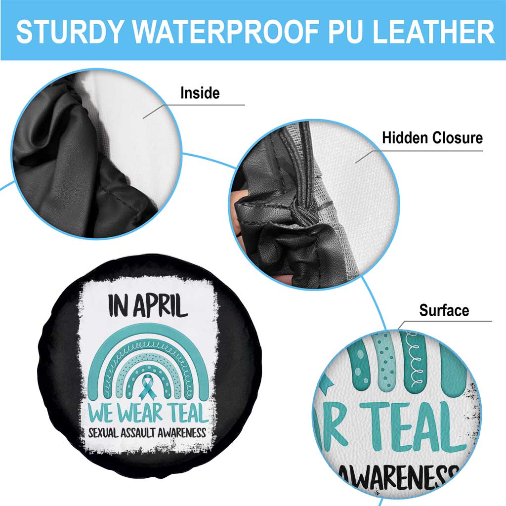 Sexual Assault Awareness Spare Tire Cover In April We Wear Teal Ribbon