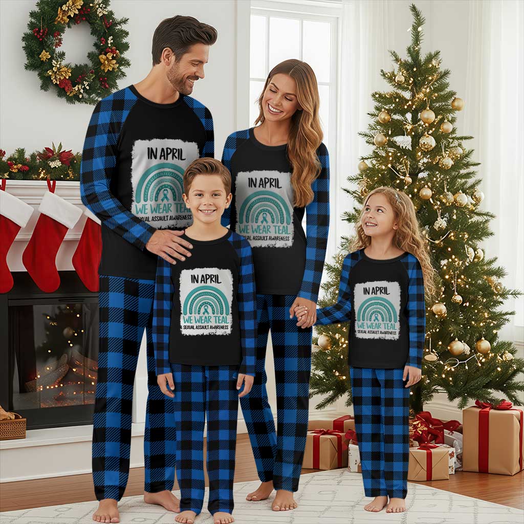 Sexual Assault Awareness Plaid Pajama Set In April We Wear Teal Ribbon