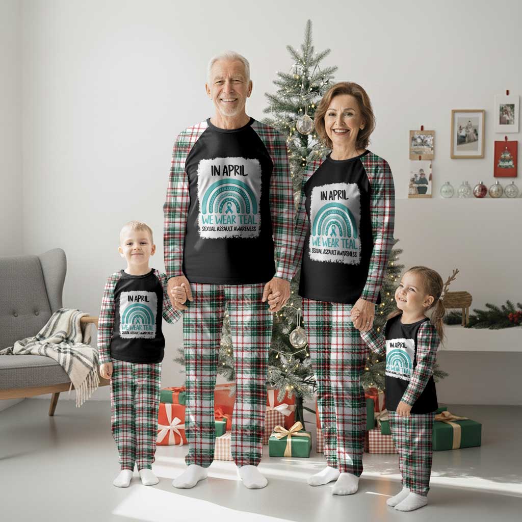 Sexual Assault Awareness Plaid Pajama Set In April We Wear Teal Ribbon