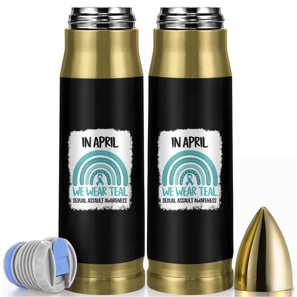 Sexual Assault Awareness Bullet Tumbler In April We Wear Teal Ribbon