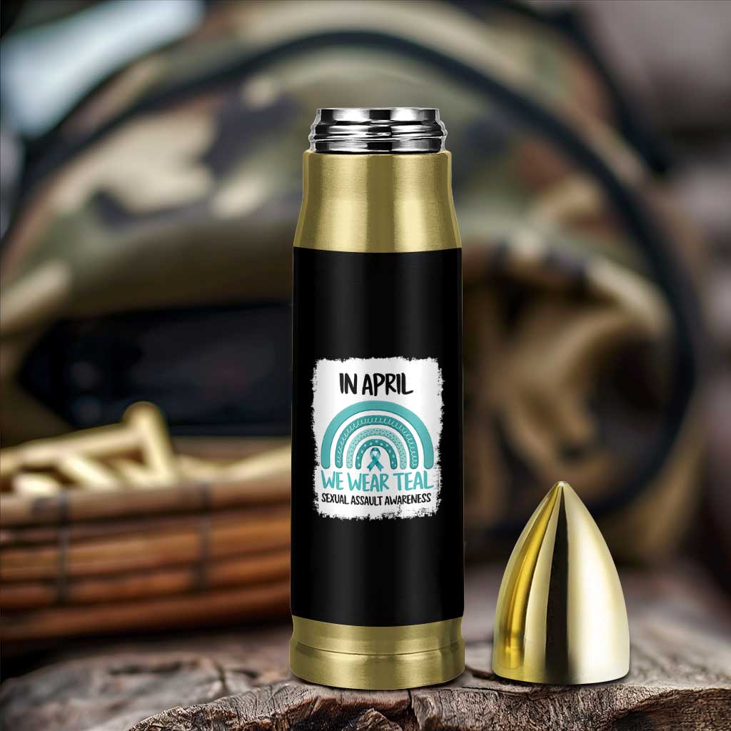 Sexual Assault Awareness Bullet Tumbler In April We Wear Teal Ribbon