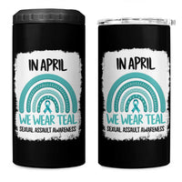 Sexual Assault Awareness 4 in 1 Can Cooler Tumbler In April We Wear Teal Ribbon