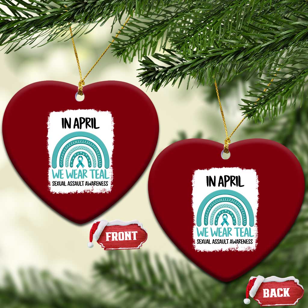Sexual Assault Awareness Ceramic Ornament In April We Wear Teal Ribbon
