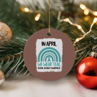 Sexual Assault Awareness Ceramic Ornament In April We Wear Teal Ribbon