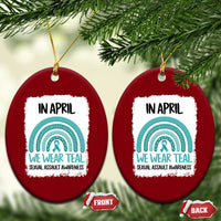 Sexual Assault Awareness Ceramic Ornament In April We Wear Teal Ribbon
