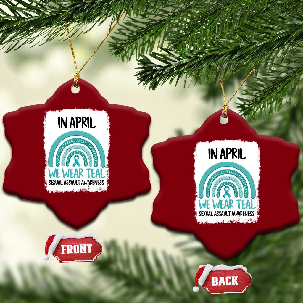 Sexual Assault Awareness Ceramic Ornament In April We Wear Teal Ribbon
