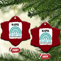 Sexual Assault Awareness Ceramic Ornament In April We Wear Teal Ribbon
