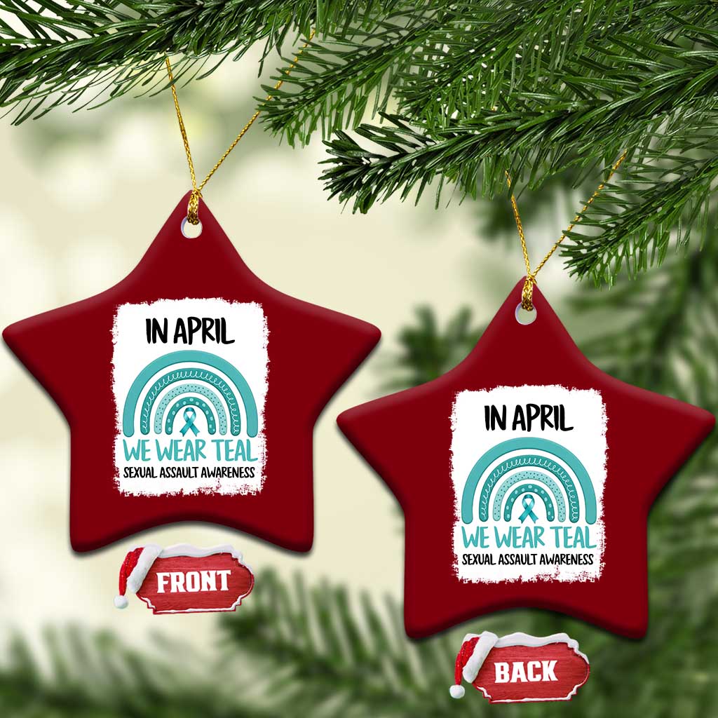 Sexual Assault Awareness Ceramic Ornament In April We Wear Teal Ribbon
