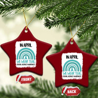 Sexual Assault Awareness Ceramic Ornament In April We Wear Teal Ribbon