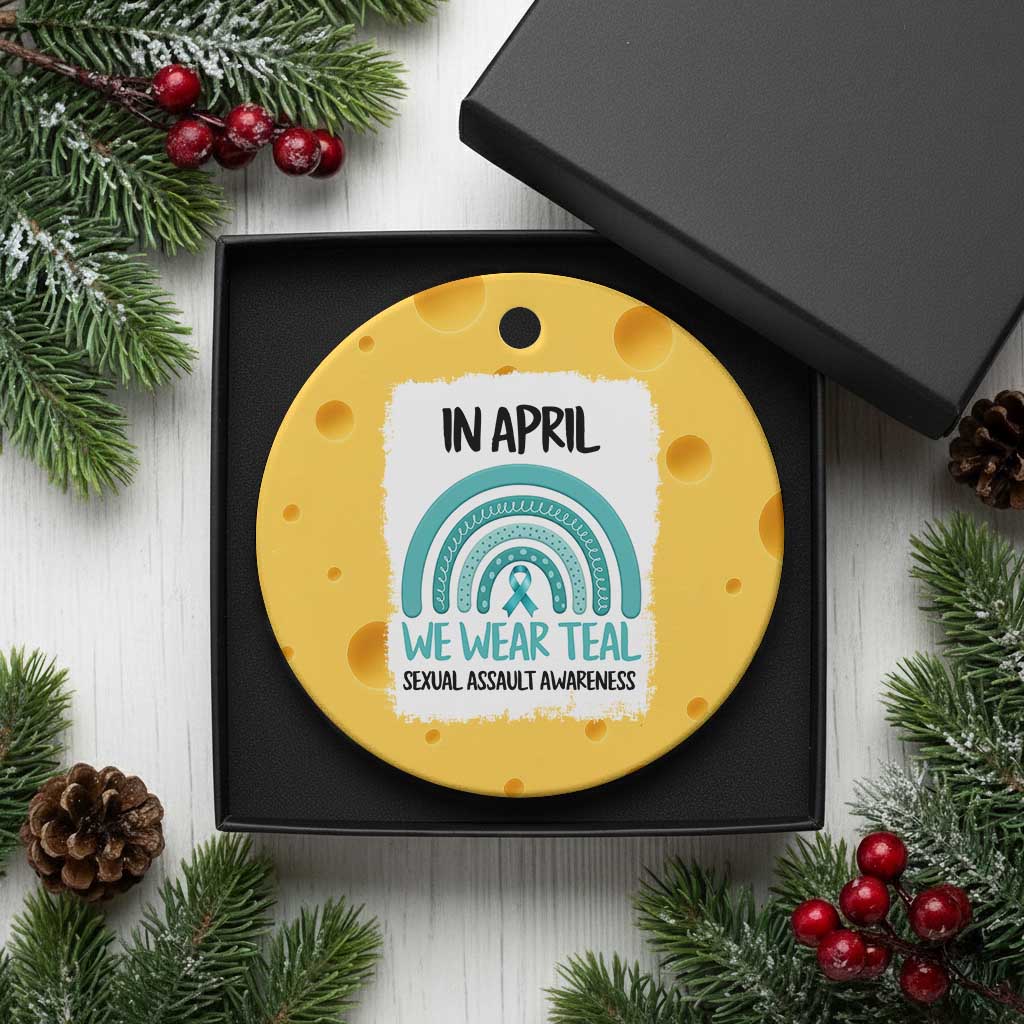 Sexual Assault Awareness Ceramic Ornament In April We Wear Teal Ribbon