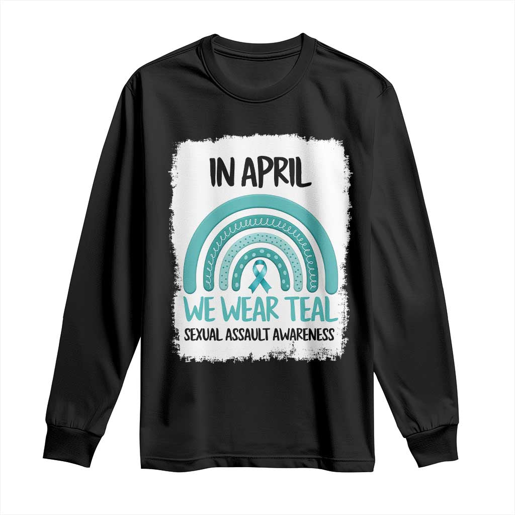 Sexual Assault Awareness Long Sleeve Shirt In April We Wear Teal Ribbon