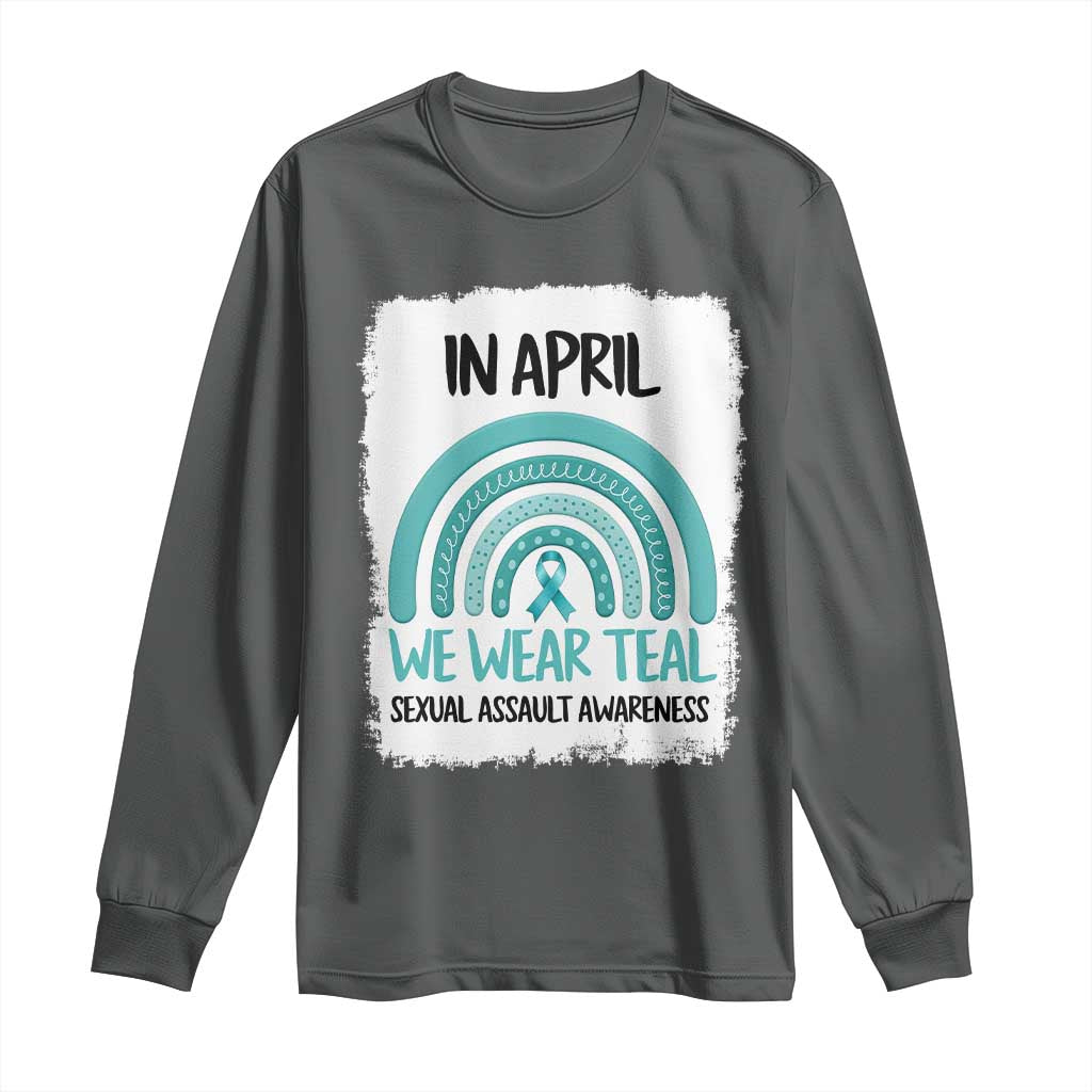 Sexual Assault Awareness Long Sleeve Shirt In April We Wear Teal Ribbon