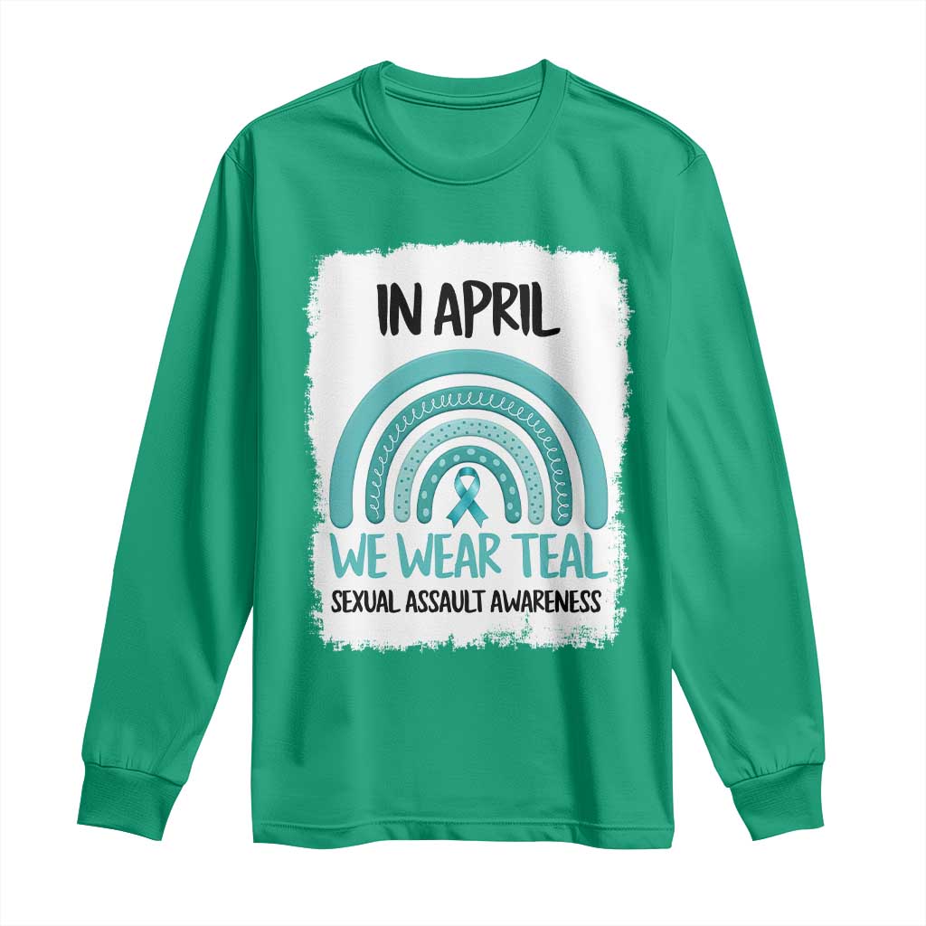 Sexual Assault Awareness Long Sleeve Shirt In April We Wear Teal Ribbon
