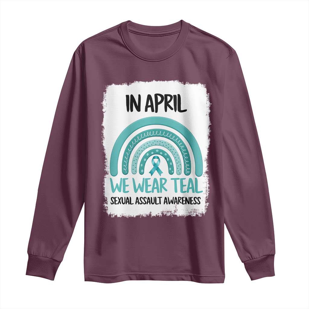 Sexual Assault Awareness Long Sleeve Shirt In April We Wear Teal Ribbon