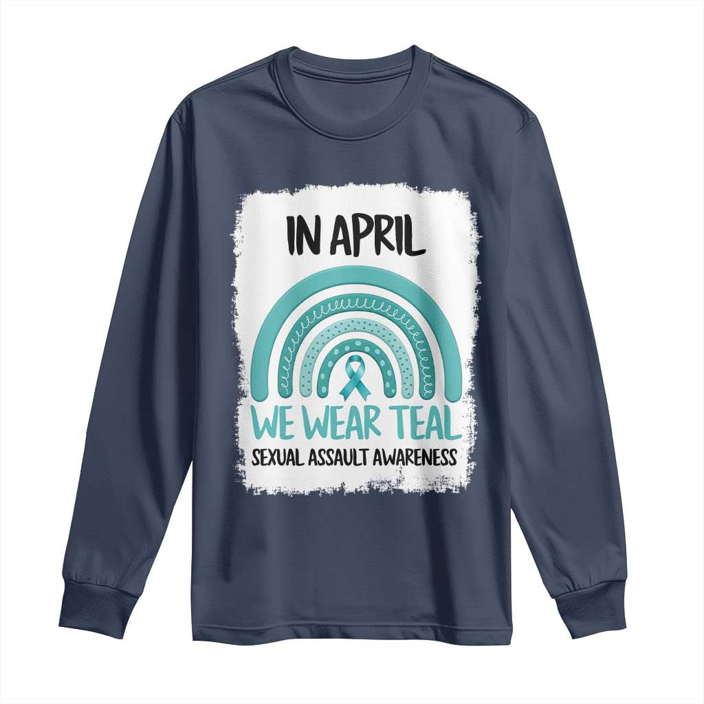 Sexual Assault Awareness Long Sleeve Shirt In April We Wear Teal Ribbon