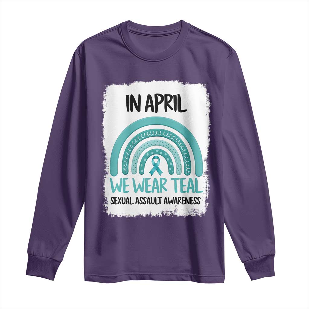 Sexual Assault Awareness Long Sleeve Shirt In April We Wear Teal Ribbon