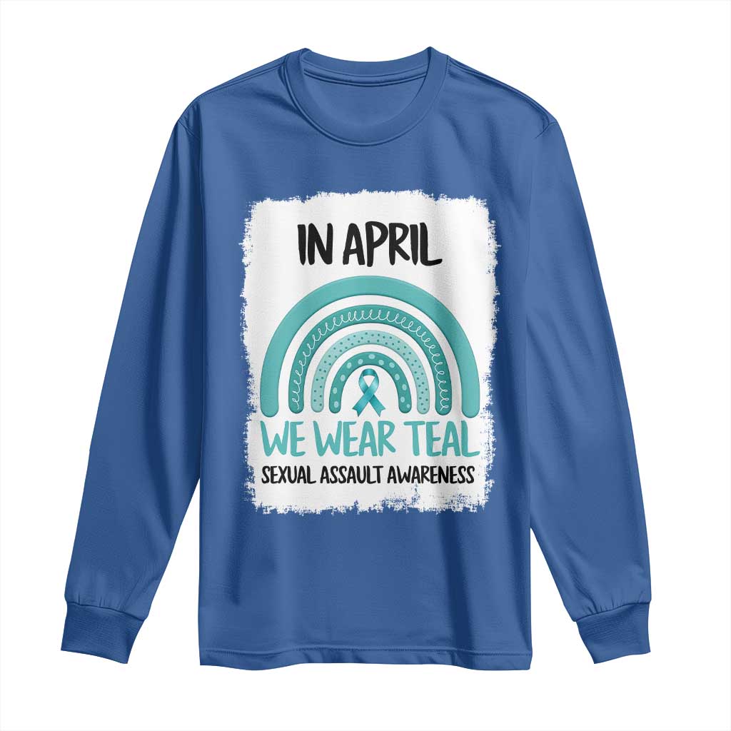 Sexual Assault Awareness Long Sleeve Shirt In April We Wear Teal Ribbon