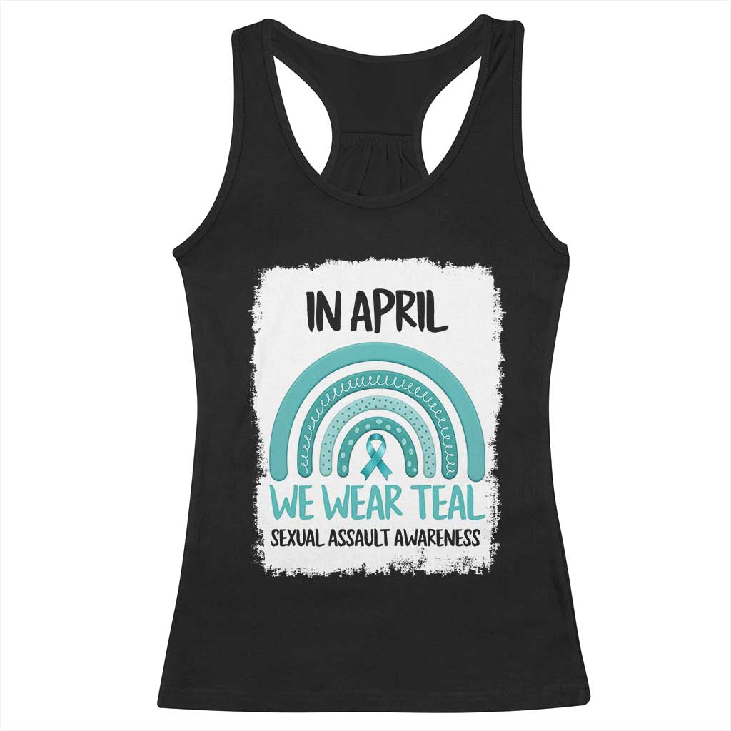 Sexual Assault Awareness Racerback Tank Top In April We Wear Teal Ribbon