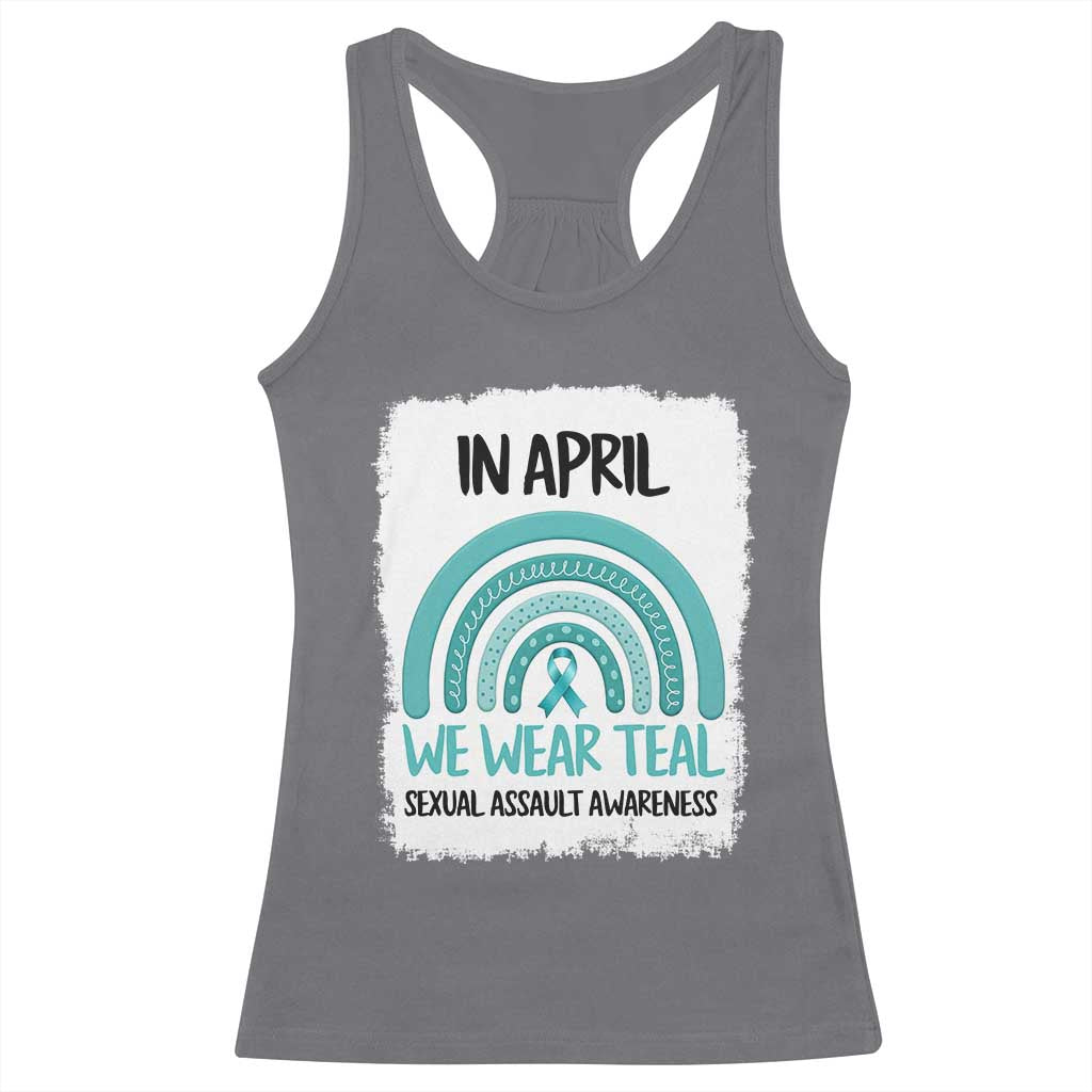 Sexual Assault Awareness Racerback Tank Top In April We Wear Teal Ribbon