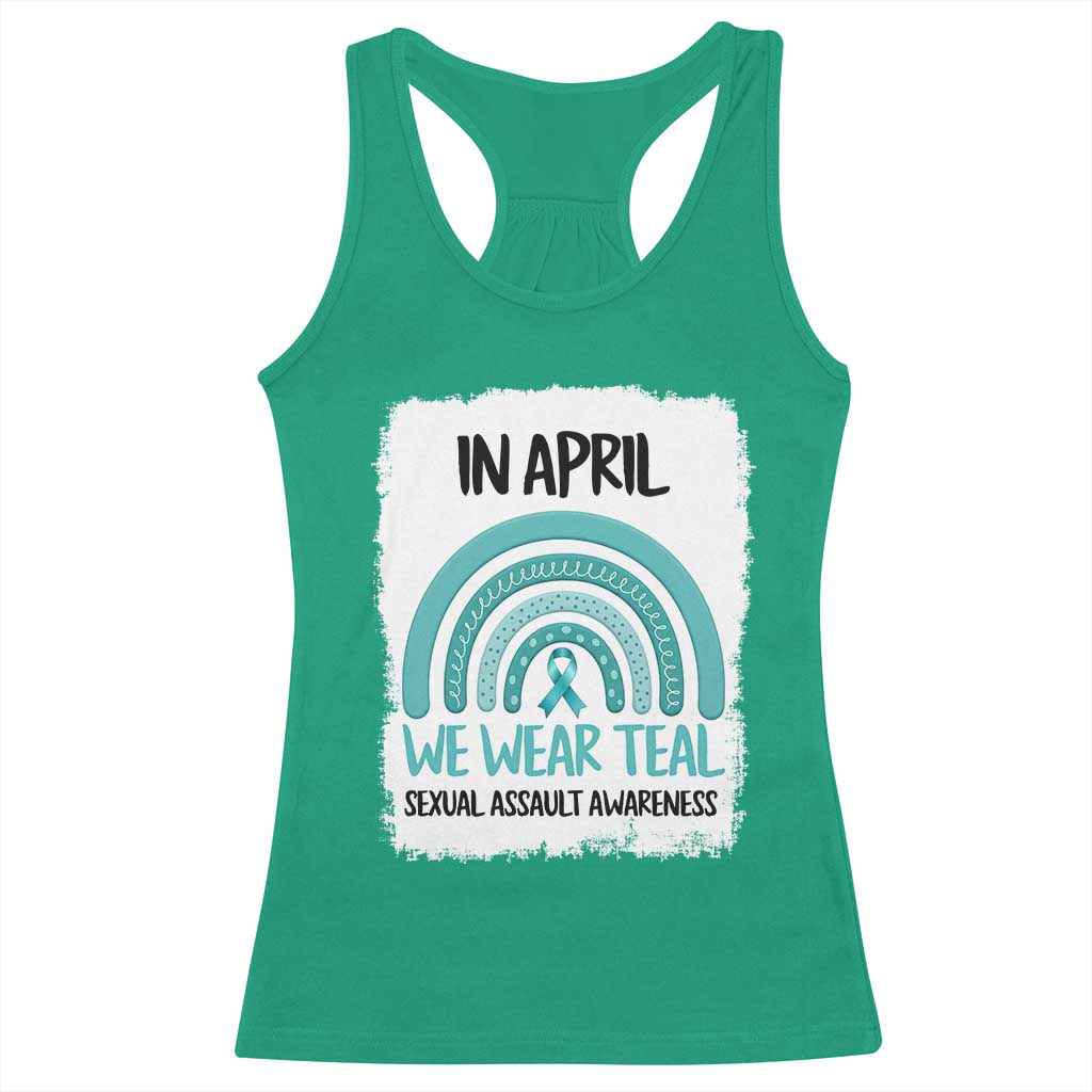 Sexual Assault Awareness Racerback Tank Top In April We Wear Teal Ribbon