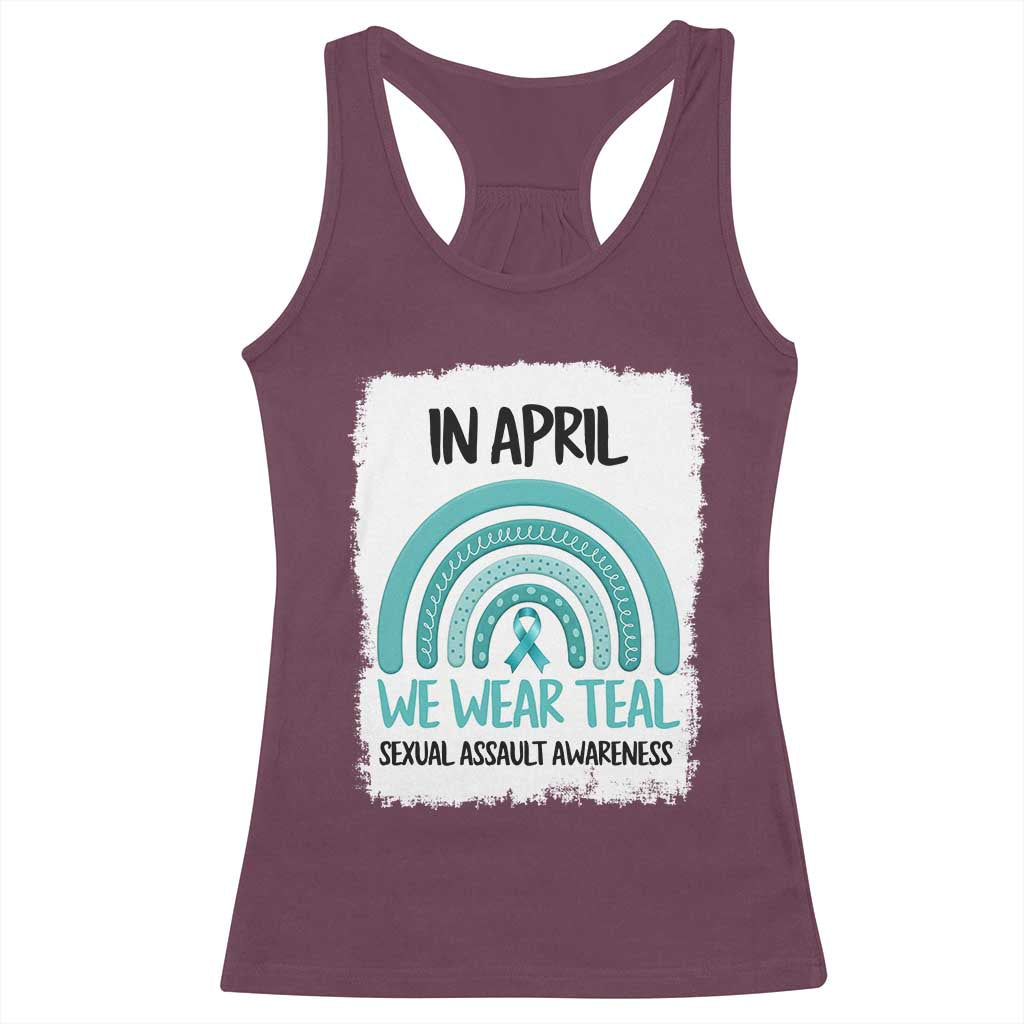 Sexual Assault Awareness Racerback Tank Top In April We Wear Teal Ribbon
