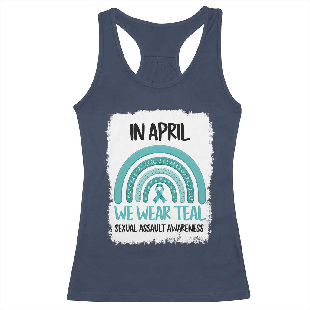 Sexual Assault Awareness Racerback Tank Top In April We Wear Teal Ribbon