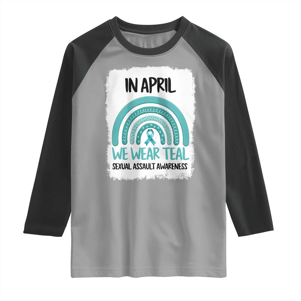 Sexual Assault Awareness Raglan Shirt In April We Wear Teal Ribbon