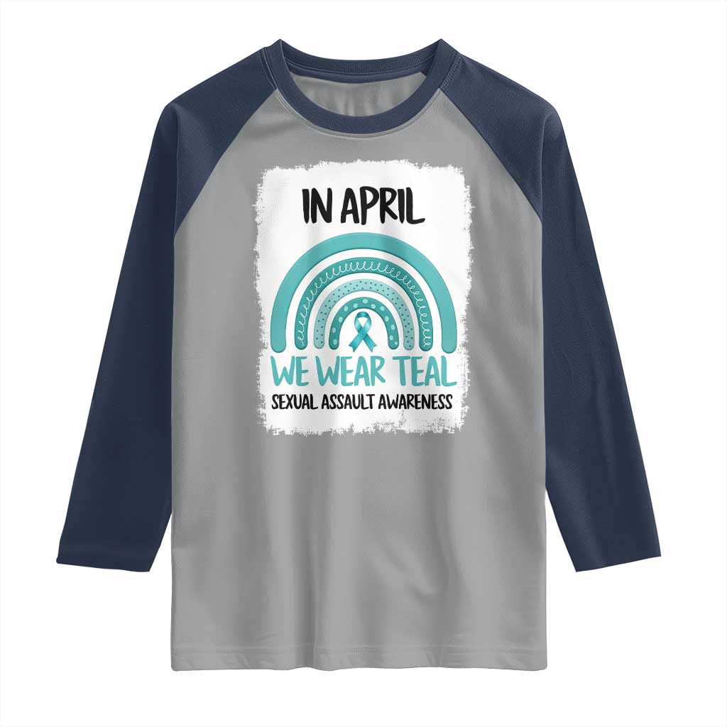 Sexual Assault Awareness Raglan Shirt In April We Wear Teal Ribbon